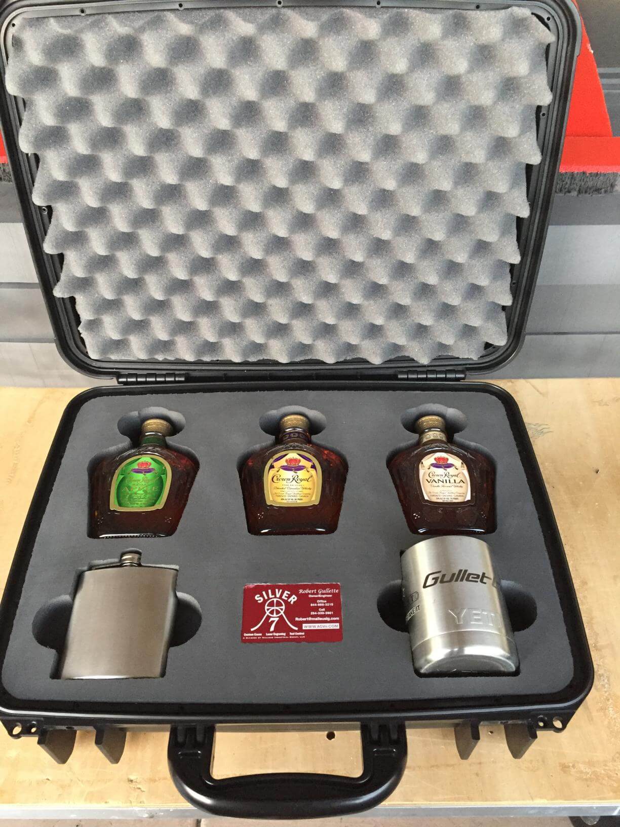 Silver 7 Alcohol Flask Custom Case